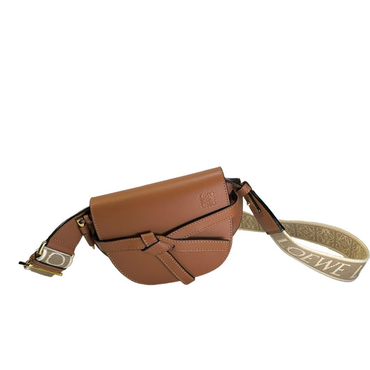 Used LOEWE Calfskin Mini gate Bag Cross body bag Brown GHW