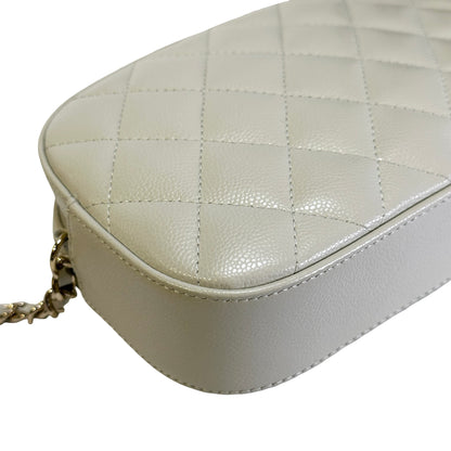 Used CHANEL Quilted Caviar Quilted Camera Bag Camera Bag Grey GHW