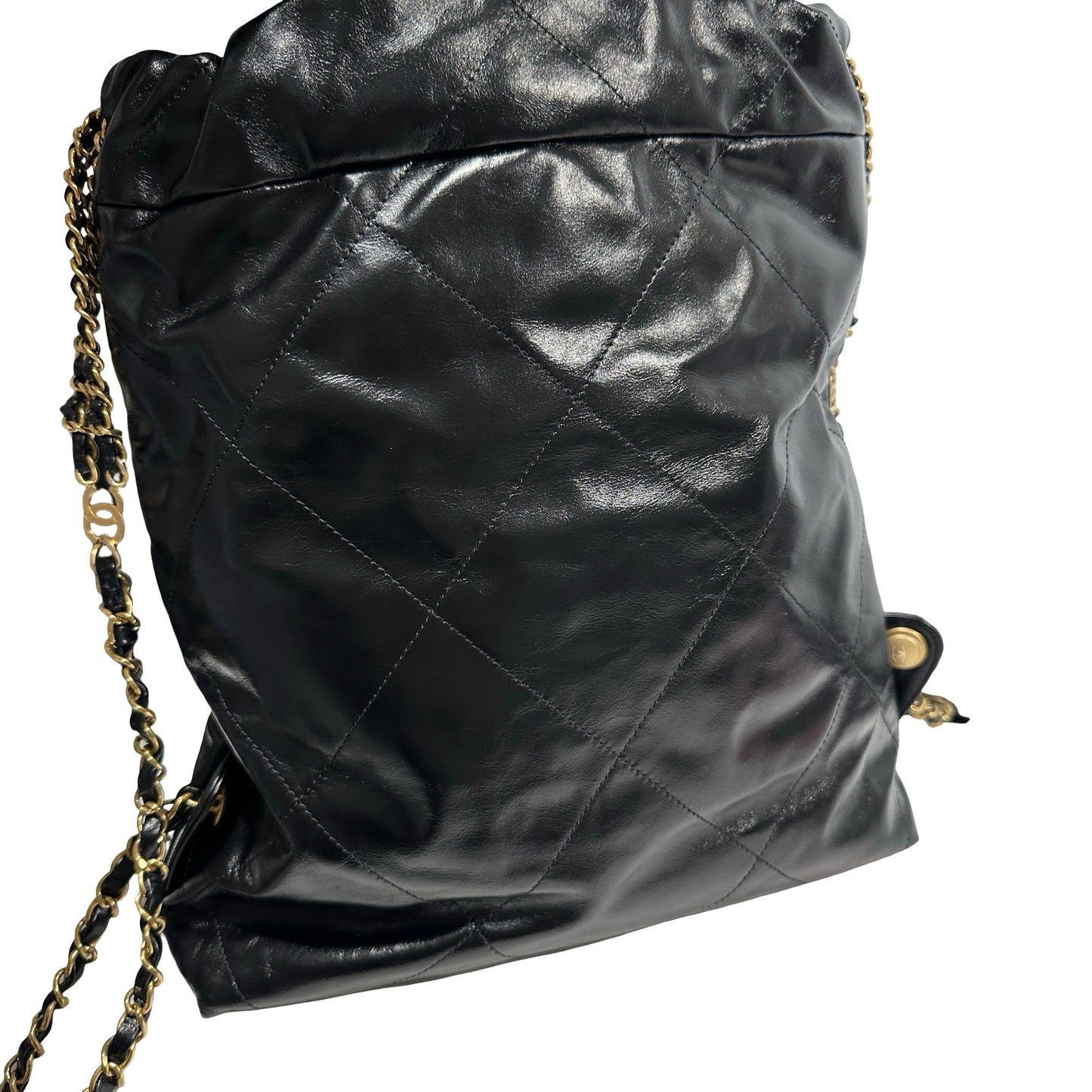 Used CHANEL Quilted Calfskin 22 Backpack Backpack Black Gold