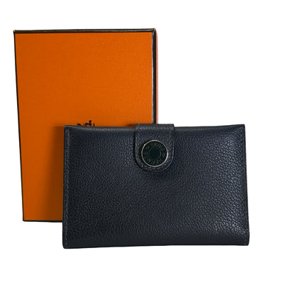 Used HERMES Togo Dogon Card case Navy PHW