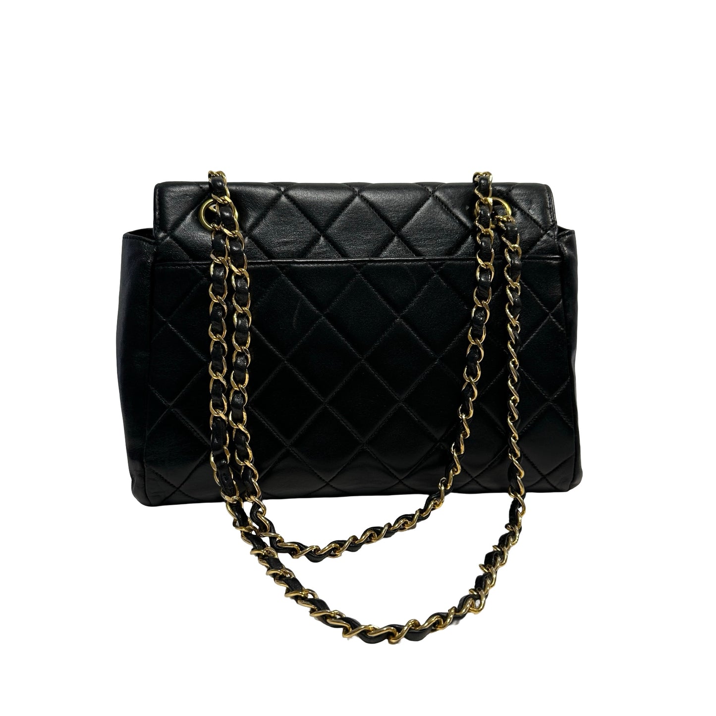 Used CHANEL Quilted Vintage shoulder bag Chain Shoulder Bag Black Gold hardware