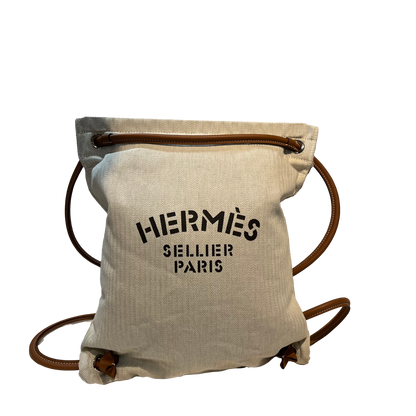 Used HERMÈS Maline Bag Drawstring Bag Beige PHW Vert Cypress (VY)