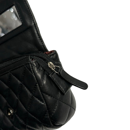 Used CHANEL Matelasse Lambskin Matelasse Pouch Black Burgundy
