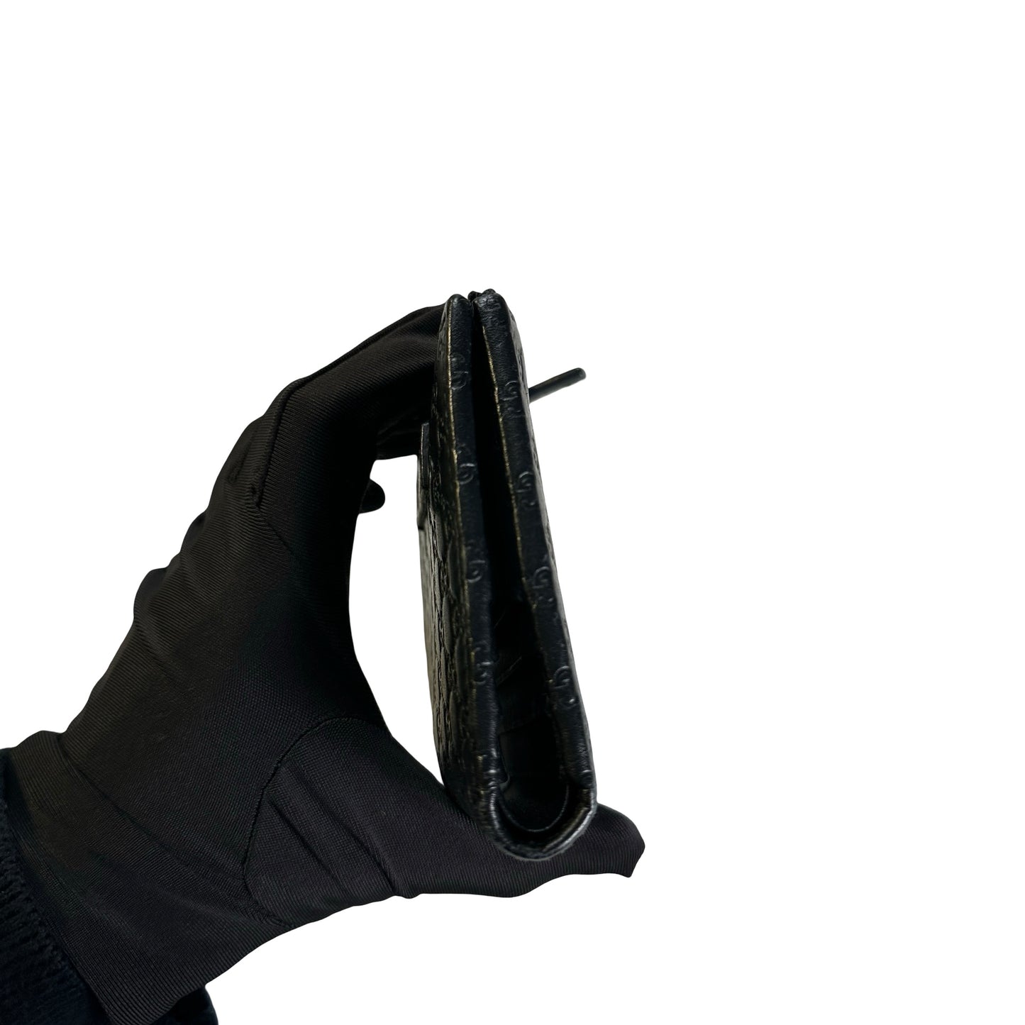 Used GUCCI Microguccissima Leather Microguccissima Compact Wallet Wallet Black GHW