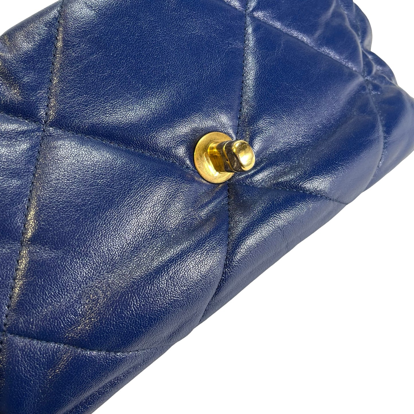 Used CHANEL Lambskin Quilted 19 Bag Shoulder Bag Navy Blue GHW