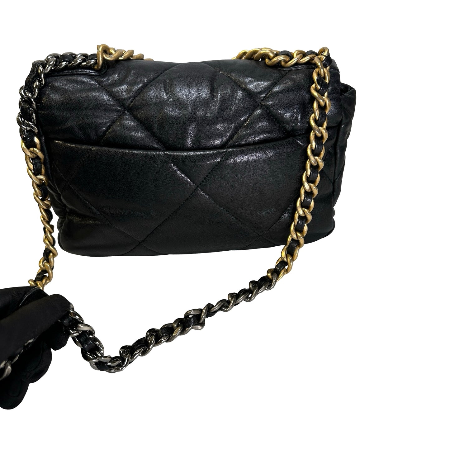 Used CHANEL Quilted Lambskin 19 Bag Shoulder Bag Black GHW