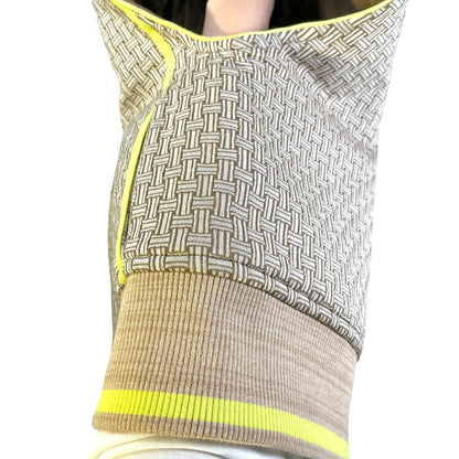 HERMES Basketweave Knit Knit Vest Clothes Beige Brown Fluorescent Green