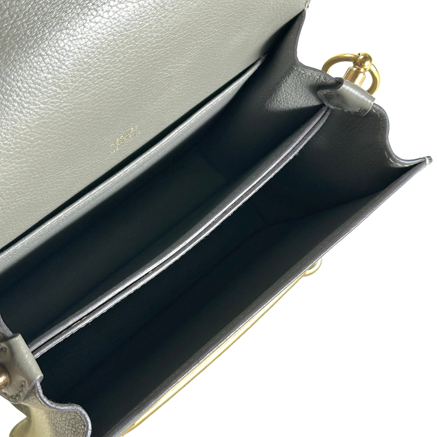 Used HERMES Leather Roulis Shoulder Bag Grey