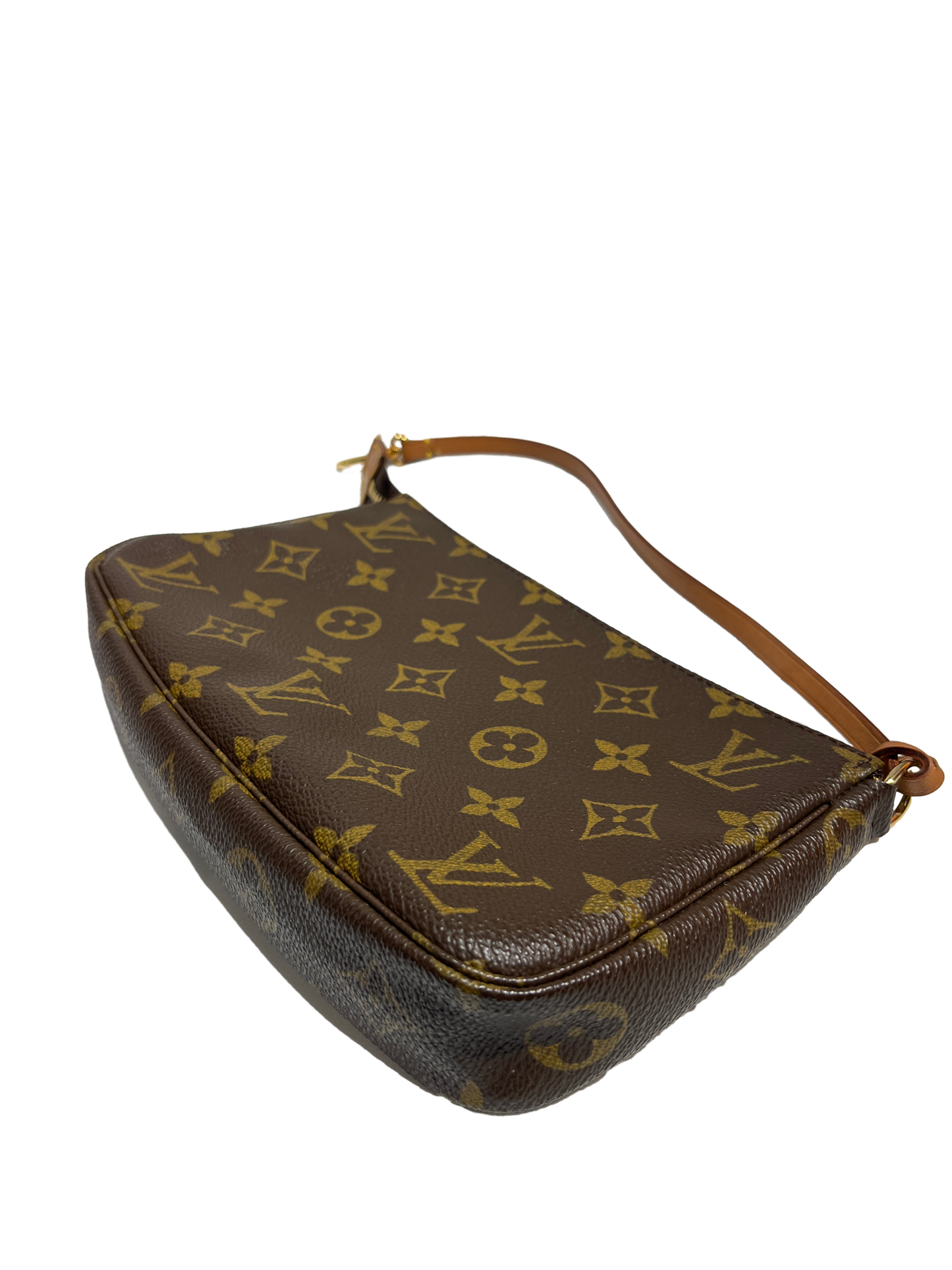 Used Louis Vuitton Canvas Pochette Shoulder Bag GHW Brown