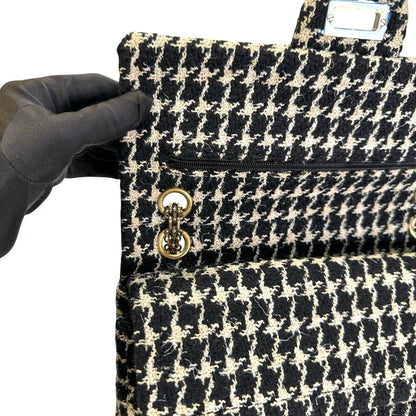 Used CHANEL Tweed 2.55 Small Shoulder Bag Black Beige