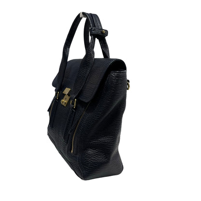 Used 3.1 PHILLIP LIM Textured Leather Pashli Satchel Blue， GHW