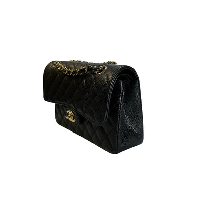 CHANEL Caviar Quilted CF23 Shoulder Bag Black Gold