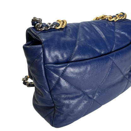 Used CHANEL Lambskin Quilted 19 Bag Shoulder Bag Navy Blue GHW