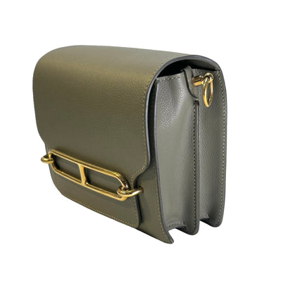 Used HERMES Leather Roulis Shoulder Bag Grey