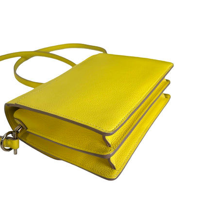 Used HERMES Evercolor Roulis Shoulder Bag YELLOW PHW