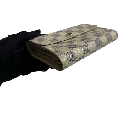 Used LOUIS VUITTON Damier Azur Canvas Portefeuille Sarah Long wallet White Blue