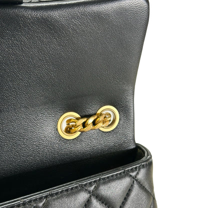 Used CHANEL Quilted Lambskin Quilted Crossbody Crossbody Bag Black Gold