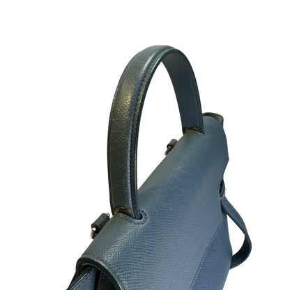 Used CELINE Grained Calfskin Nano Belt Bag Shoulder Bag Blue PHW