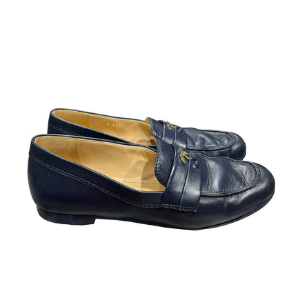 Used Chanel Loafers GHW Navy