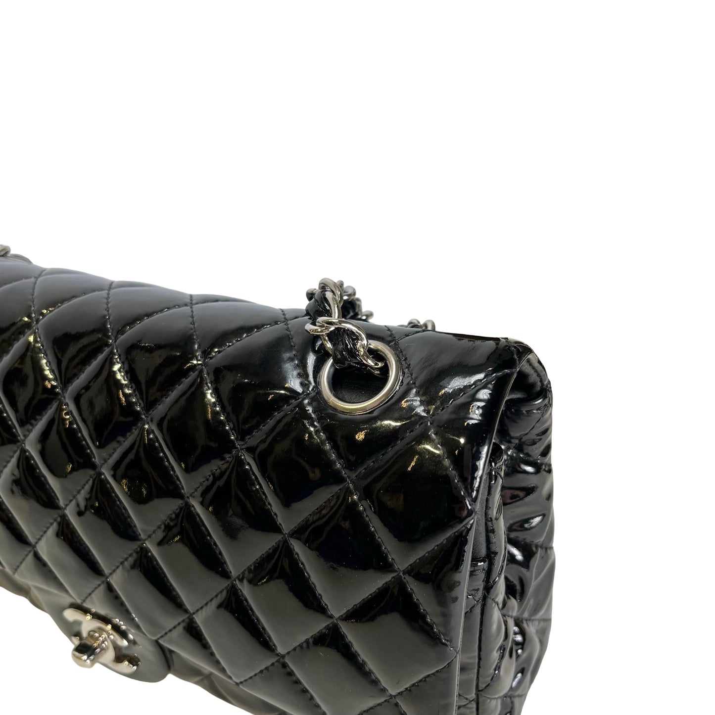 Used CHANEL Pantent CF 25 Cross body bag Black PHW