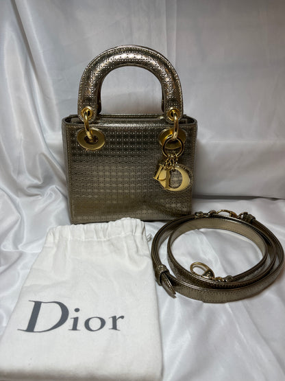 Used Dior Lady Dior Tote Bag Gold GHW