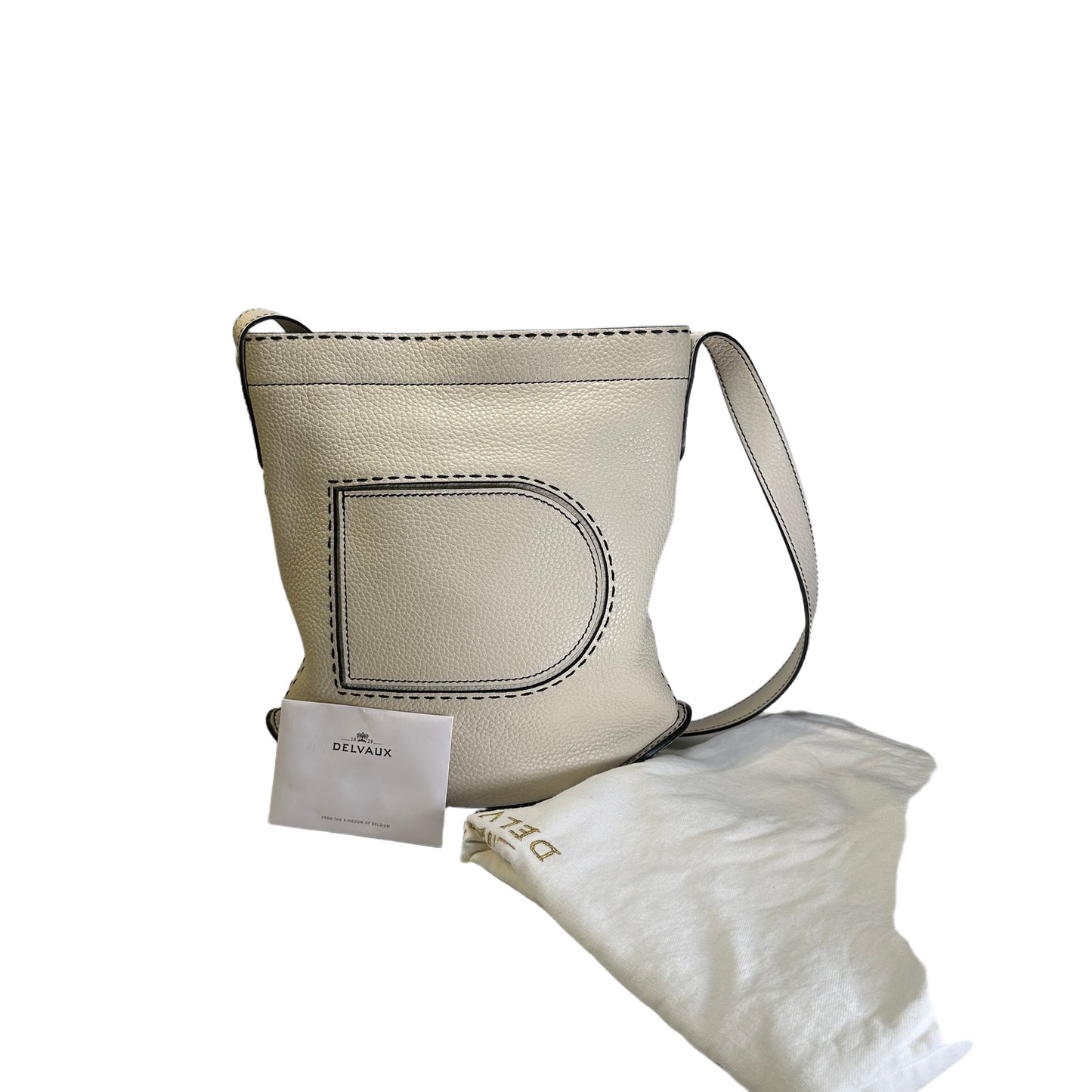 Used DELVAUX Leather Pebbled leather Pin Daily Cross body bag White PHW