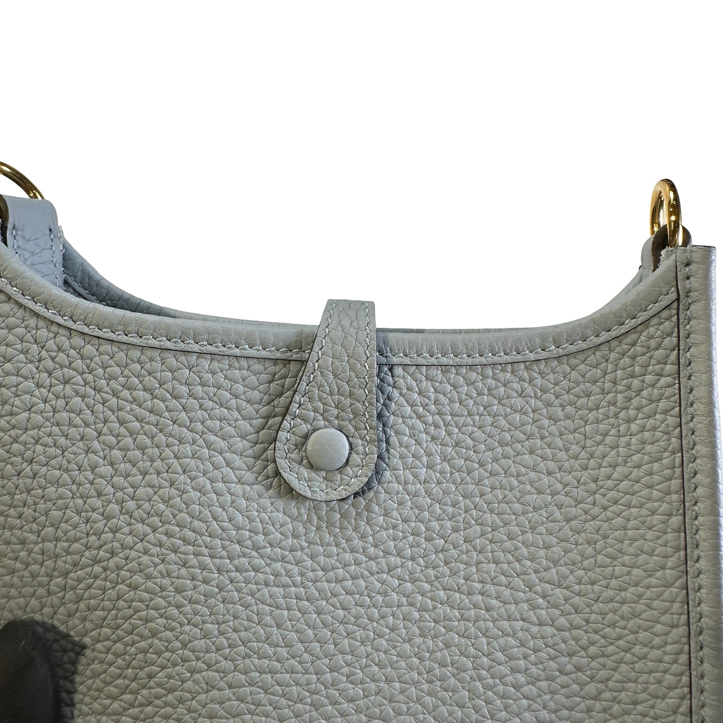Used HERMES Clemence Leather Evelyne Crossbody Bag Blue GHW