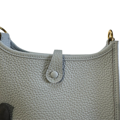 Used HERMES Clemence Leather Evelyne Crossbody Bag Blue GHW