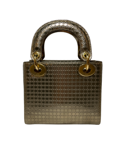 Used Dior Lady Dior Tote Bag Gold GHW