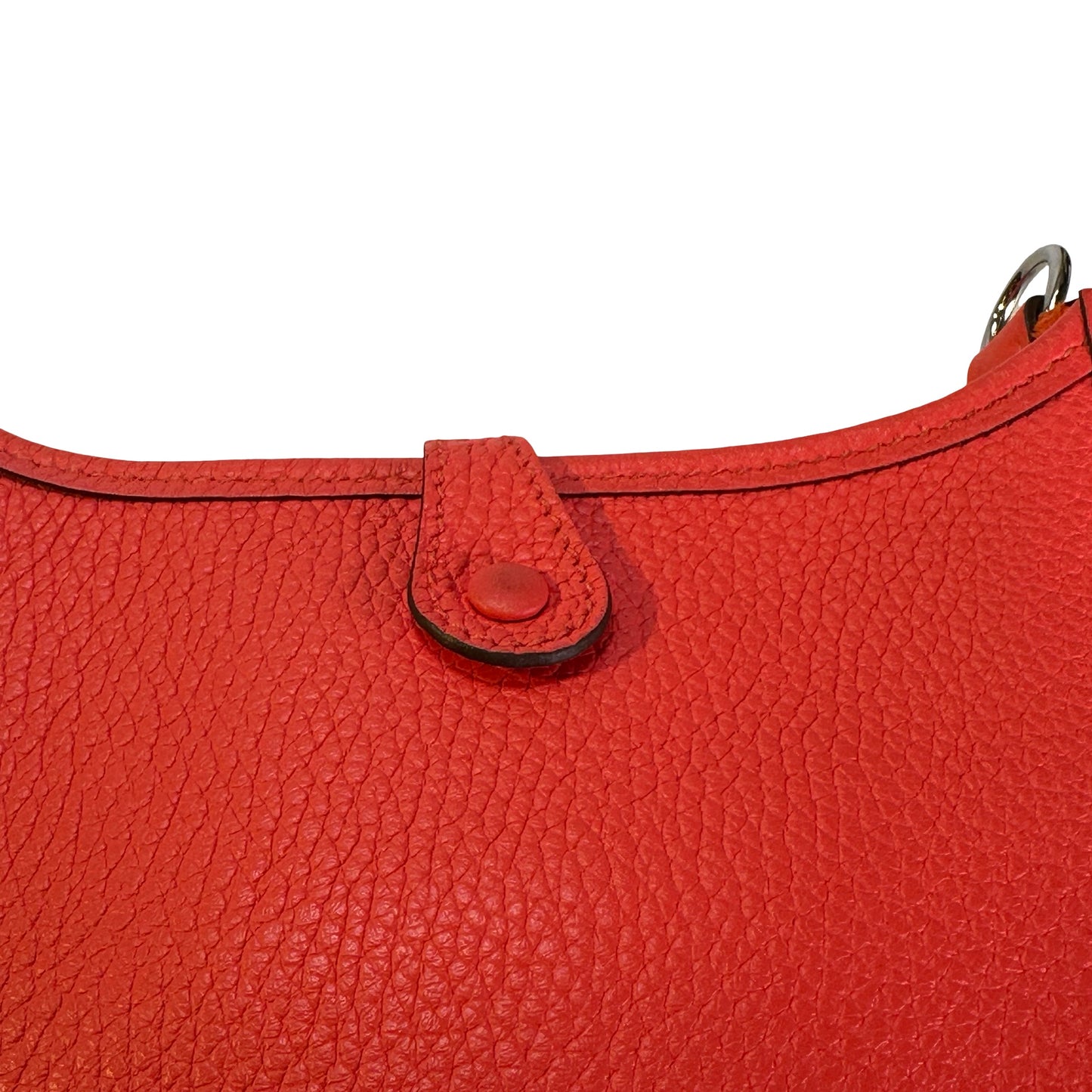 Used HERMES Clemence Leather Evelyne Shoulder Bag Blue