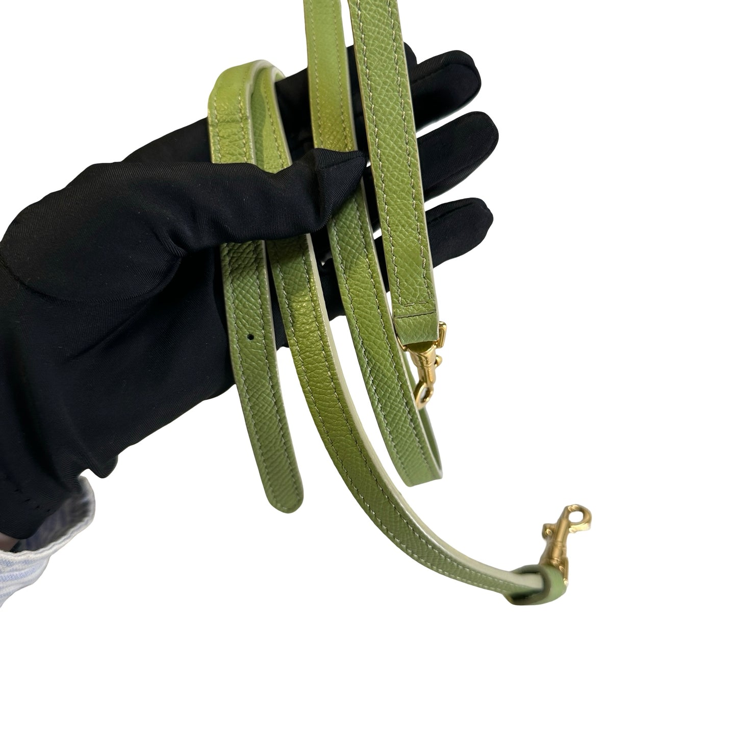 Used CELINE Grained Calfskin Pico Belt Bag Handbag Light Green