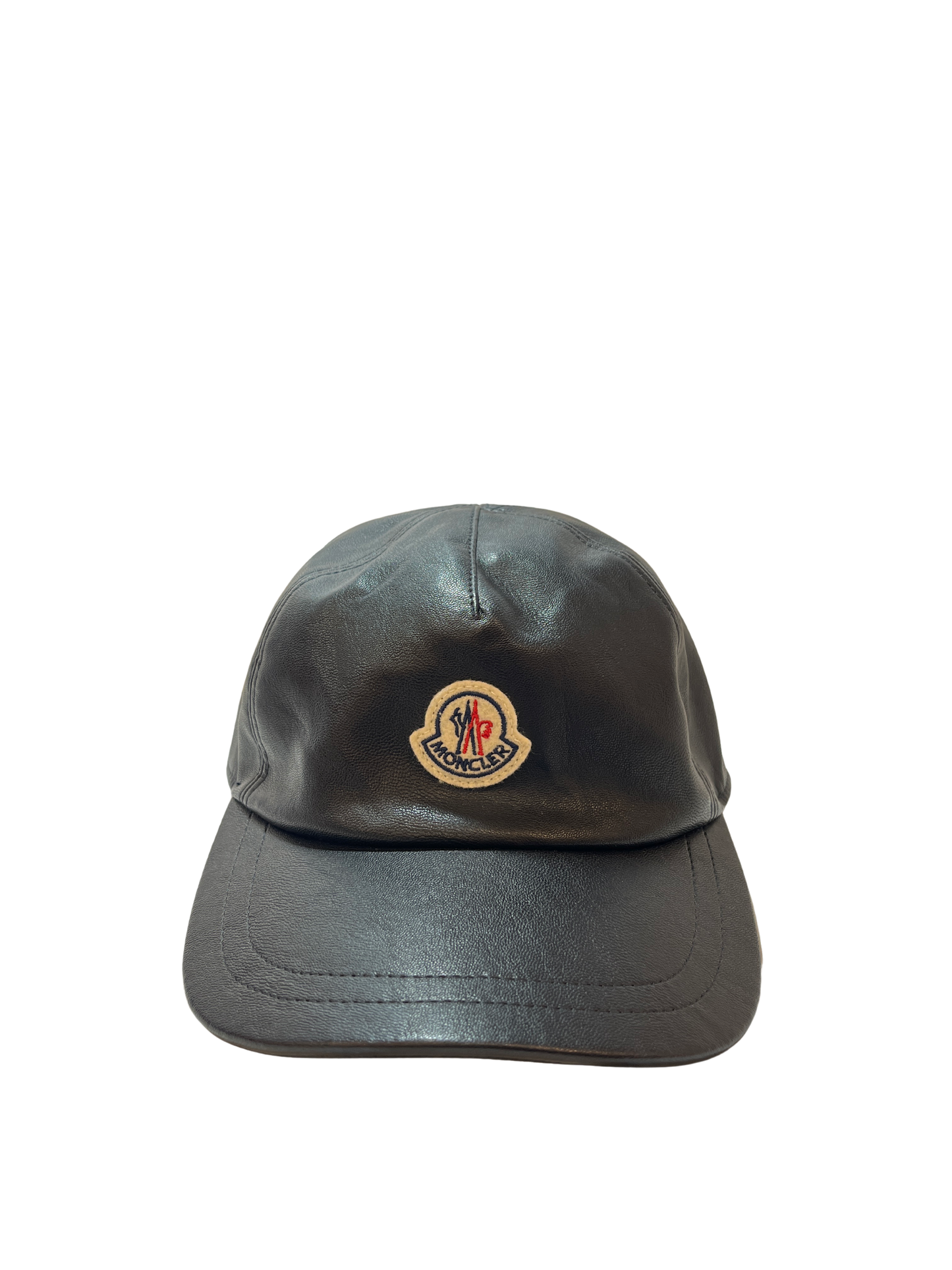 Used Moncler Calfskin Leather Hat Hat Black
