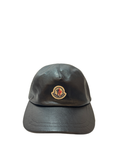 Used Moncler Calfskin Leather Hat Hat Black
