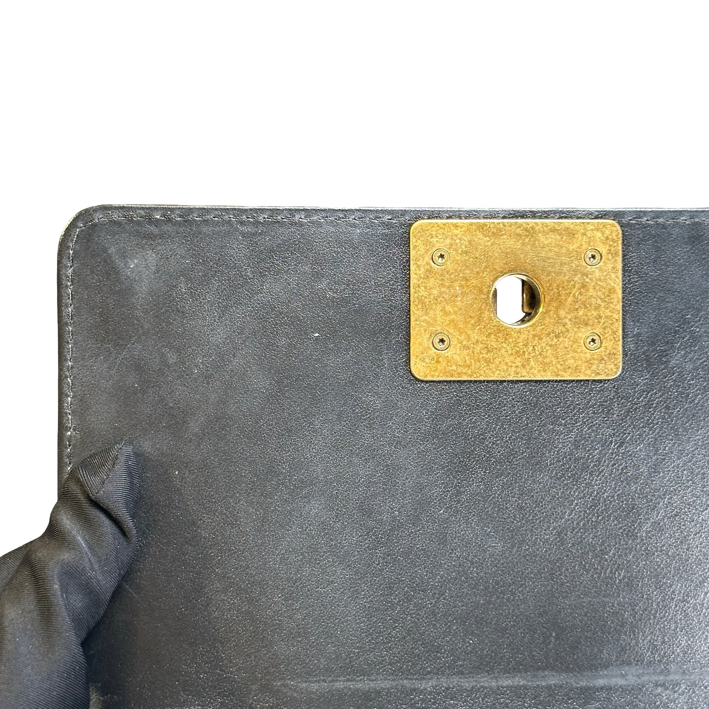 Used CHANEL Lambskin Boy 20 Shoulder Bag Black GHW