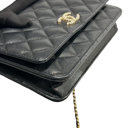 Used CHANEL Caviar Quilted WOC Wallet on chain Black GHW