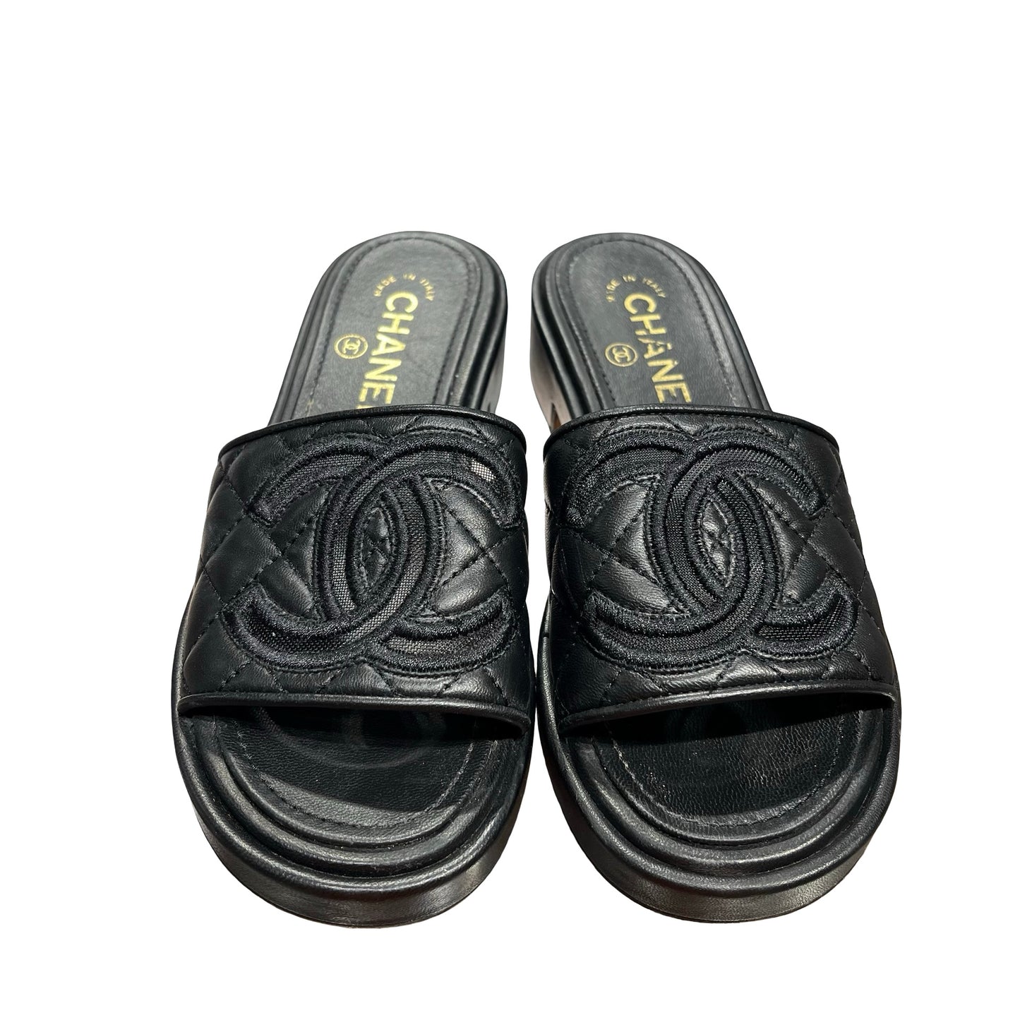 Used Chanel Slide Sandals Black