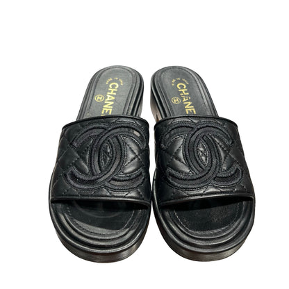 Used Chanel Slide Sandals Black