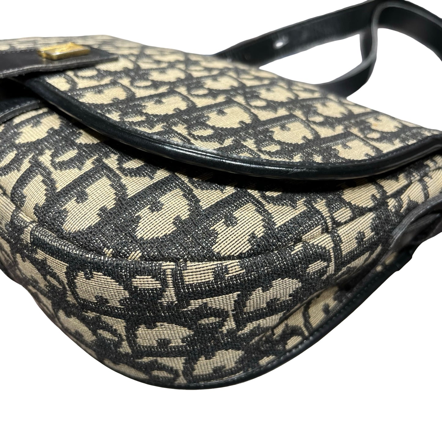 CHRISTIAN DIOR Shoulder Bag Beige Black GHW