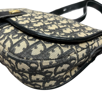 CHRISTIAN DIOR Shoulder Bag Beige Black GHW