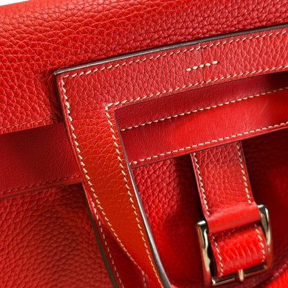 Used HERMES Clemence Halzan Shoulder Bag Red