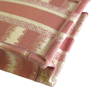 Used DIOR D-Stripes Embroidery Book Tote Tote Bag Pink White