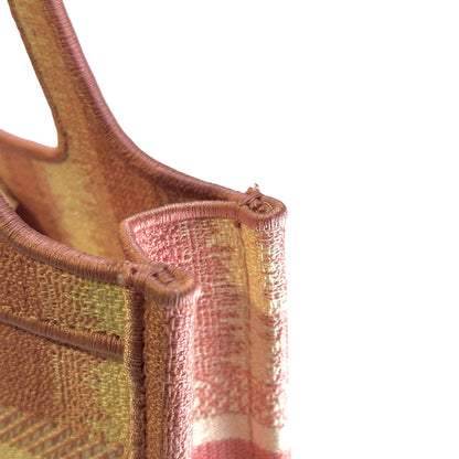 Used DIOR D-Stripes Embroidery Book Tote Tote Bag Pink White