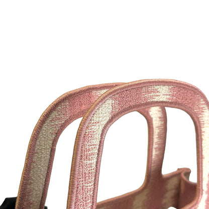 Used DIOR D-Stripes Embroidery Book Tote Tote Bag Pink White
