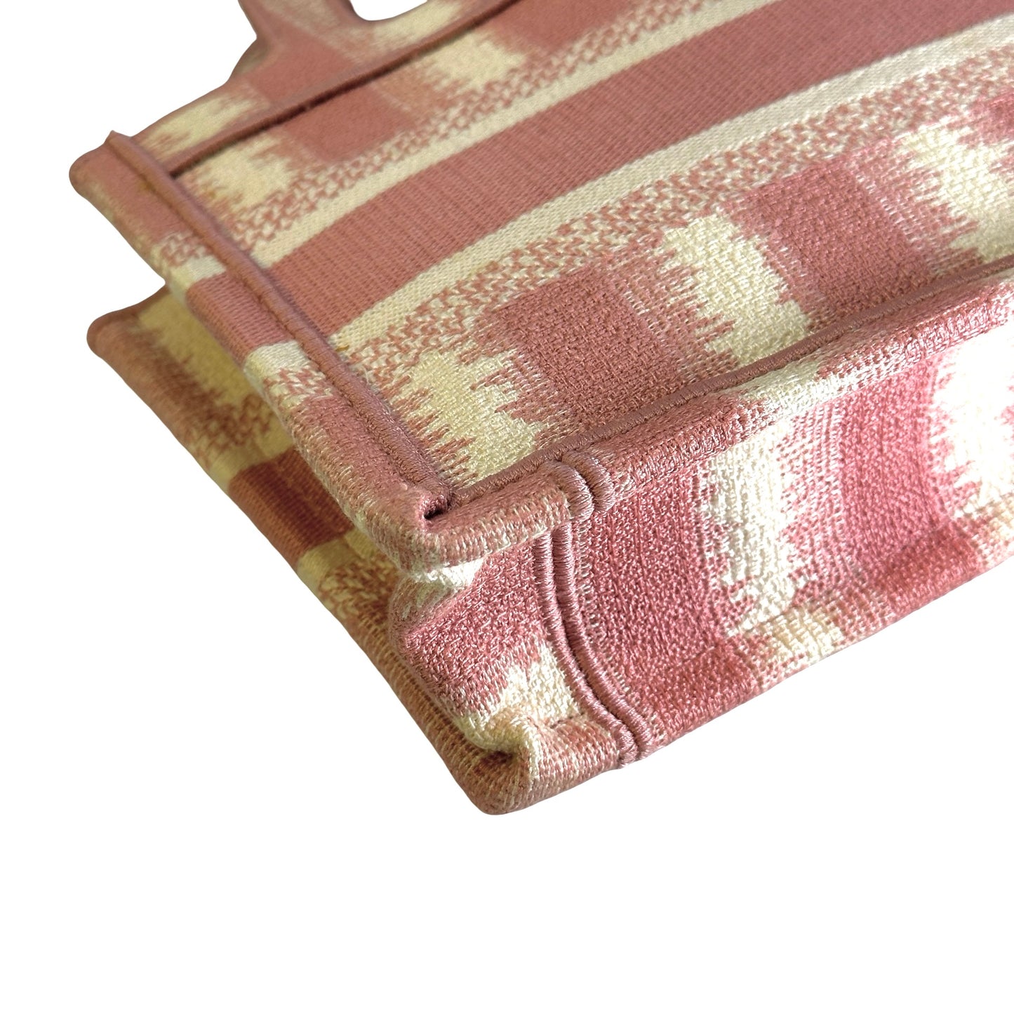 Used DIOR D-Stripes Embroidery Book Tote Tote Bag Pink White
