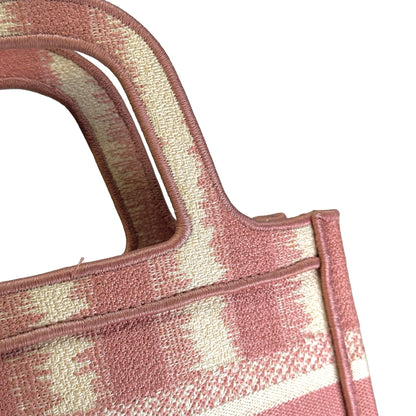Used DIOR D-Stripes Embroidery Book Tote Tote Bag Pink White