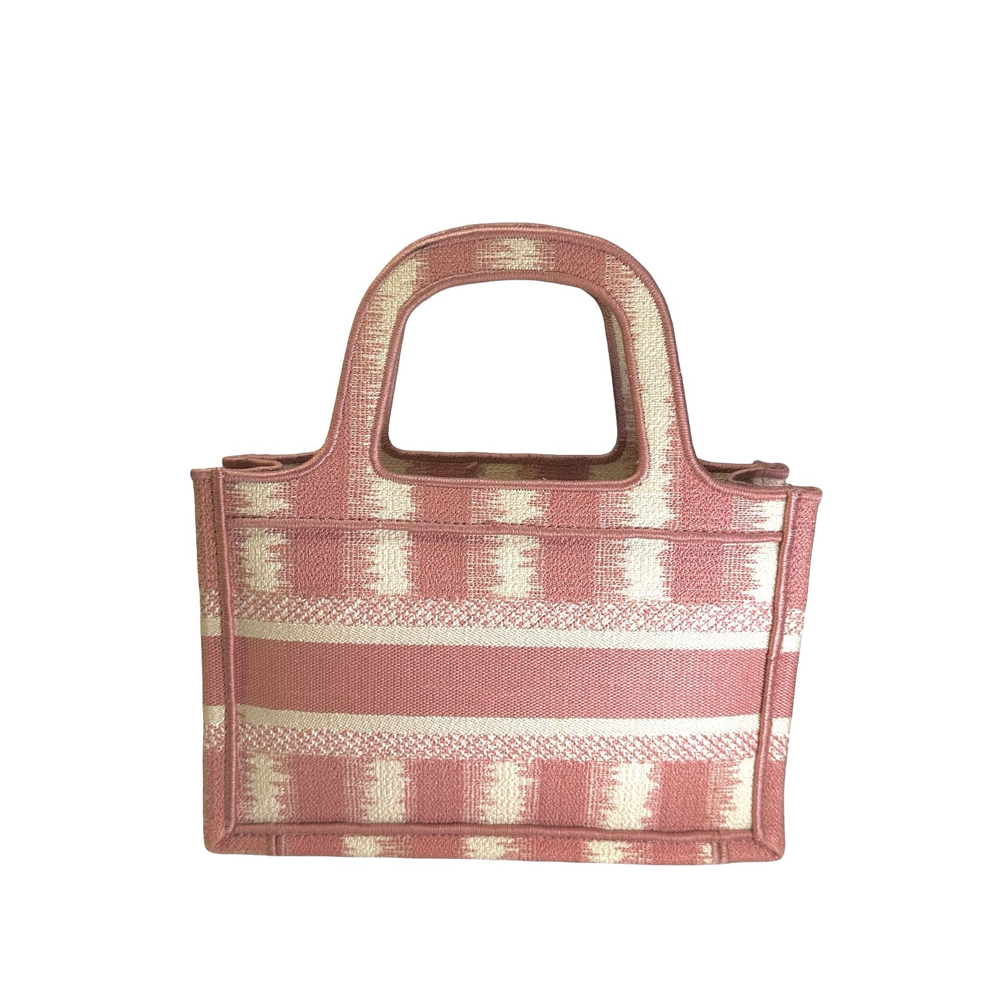 Used DIOR D-Stripes Embroidery Book Tote Tote Bag Pink White